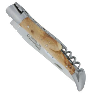 Laguiole En Aubrac Knife 2 Pieces 12 Cm Corkscrew Juniper Handle Brushed Stainless Steel