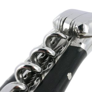 Laguiole En Aubrac Knife 2 Pieces 12cm With Corkscrew Ebony Handle 2 Shiny Stainless Steel Bolsters Double Plates