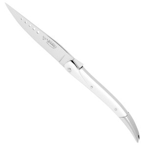 Laguiole En Aubrac Knife Origin Concorde Hublots 12 Cm Handle White Corian 1 Shiny Stainless Steel Bolster