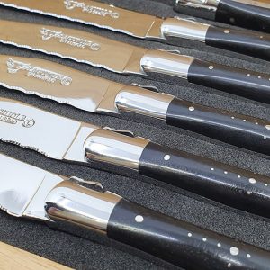 Laguiole En Aubrac Table Knives Steak Serrated Ebony Set Of 6