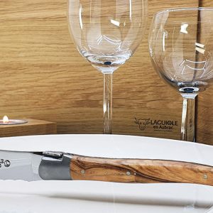 Laguiole En Aubrac Table Knives Steak Serrated Olivewood Set Of 6