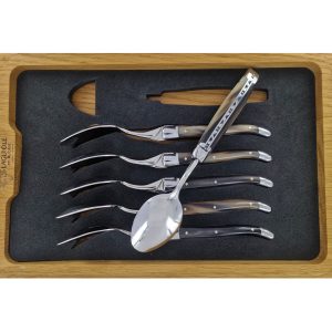 Laguiole En Aubrac Table Coffee Or Dessert Spoons Horn Tip Set Of 6