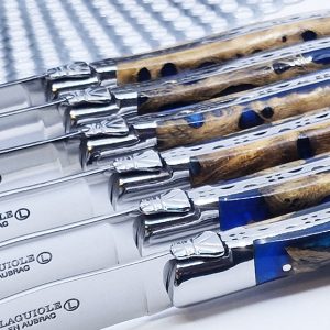 Laguiole En Aubrac Table Knives Blue Cactus Set Of 6