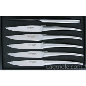 Laguiole En Aubrac Table Knives Brushed Stainless Steel Monobloc Set Of 6
