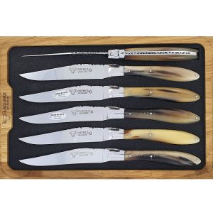 Laguiole En Aubrac Table Knives Crocus Light Horn Set Of 6