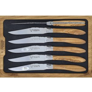 Laguiole En Aubrac Table Knives Crocus Olivewood Set Of 6