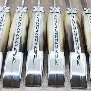 Laguiole En Aubrac Table Knives L Aubracien Light Horn Tip Set Of 6