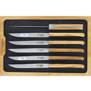 Laguiole En Aubrac Table Knives Le Cubique Olivewood Set Of 6