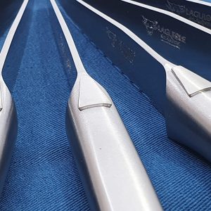 Laguiole En Aubrac Table Knives Steak Serrated Brushed Stainless Steel Monobloc Set Of 6