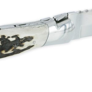Laguiole Hunting Knife Arbalete With Corkscrew Deer Antler Handle 12cm Shiny Finish