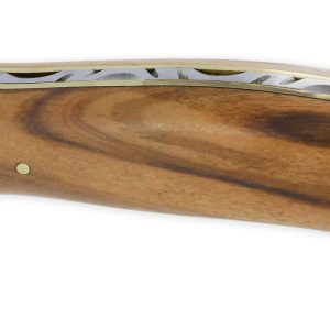 Laguiole Hunting Knife Arbalete Olivewood Handle Front Bolster And Plates Bright Finish Brass 12cm