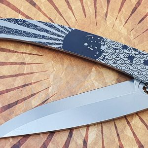 Le Coq Francais Knife Rising Sun With Red Heart Wood Handle