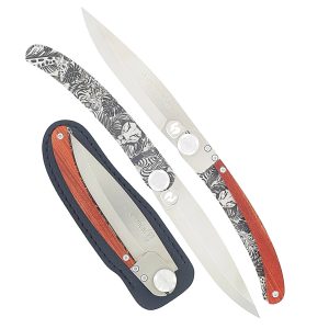 Le Coq Francais Knife Safari With Red Heart Wood Handle