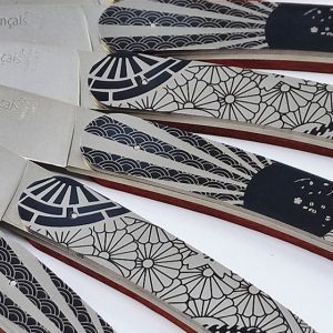 Le Coq Francais Table Knives Rising Sun In Red Heart Wood Set Of 6