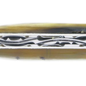 Le Thiers Laguiole Arbalete Double Platinum Ram Crust Handle Miter Ebony Knife