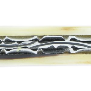 Le Thiers Laguiole Arbalete Knife Double Plates Full Handle Blonde Horn Tip Carved Spring 12 Cm