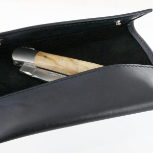 Leather Laguiole Knife Case With Snaps Lesparros Black
