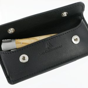 Leather Laguiole Knife Case With Snaps Tendance Black