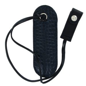 Leather Case Laguiole Fob Pocket Crocodile Dark Blue