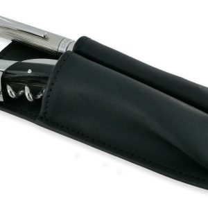 Leather Pouch Sommelier Belt And Laguiole Pen Black