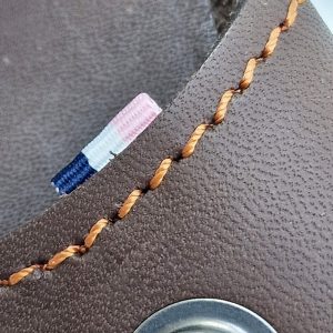 Etui Cuir Couteau Ceinture Eden Park Brun Surpiqures Orange 03