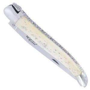 Knife Forge De Laguiole Bone Handle 1 Piece 12cm 2 Bolsters Shiny Stainless Finish