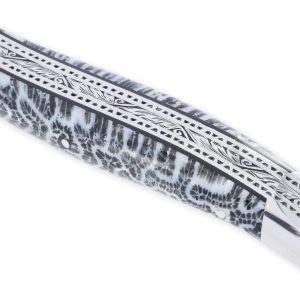 Prestige Laguiole Knife Black Coral Handle 1 Piece 12 Cm Triple Plates 2 Bright Stainless Steel Bolsters