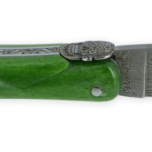 Prestige Laguiole Mexican Skull Knife Camel Bone Handle 1 Piece 12 Cm Damascus Blade Handcarved Spring