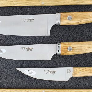 Set Of 3 Kitchen Knives Gourmet Laguiole En Aubrac Olivewood Handles
