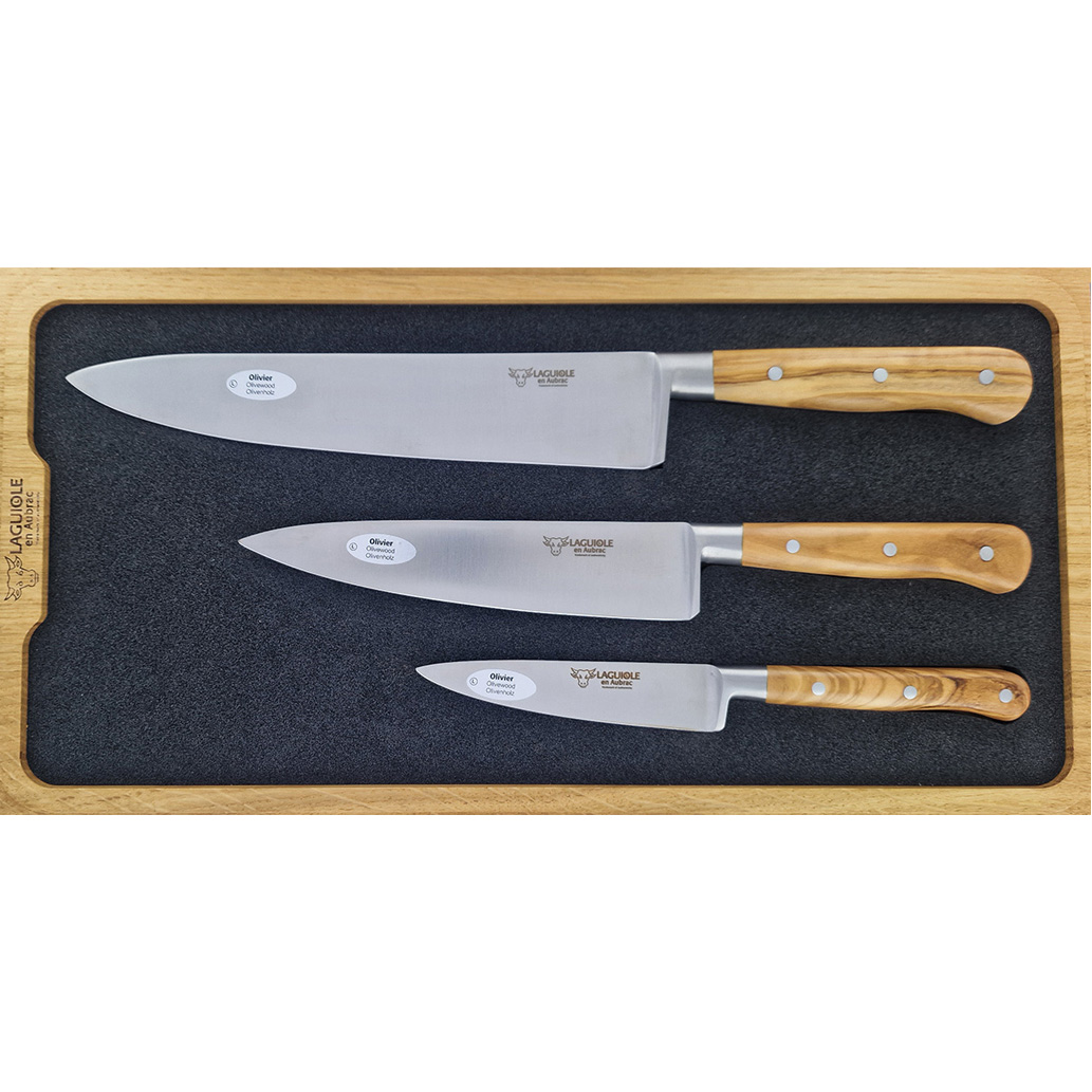 Set De 3 Couteaux De Cuisine Classique Laguiole En Aubrac En Olivier 00