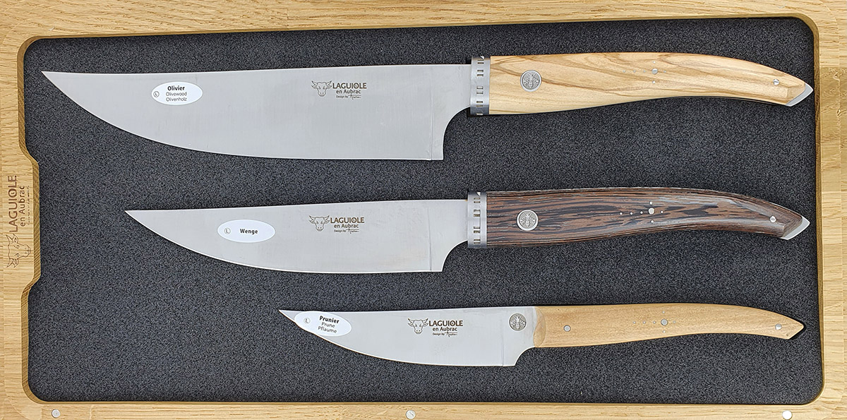 Set De 3 Couteaux De Cuisine Gourmet Laguiole En Aubrac Bois Mixtes 01