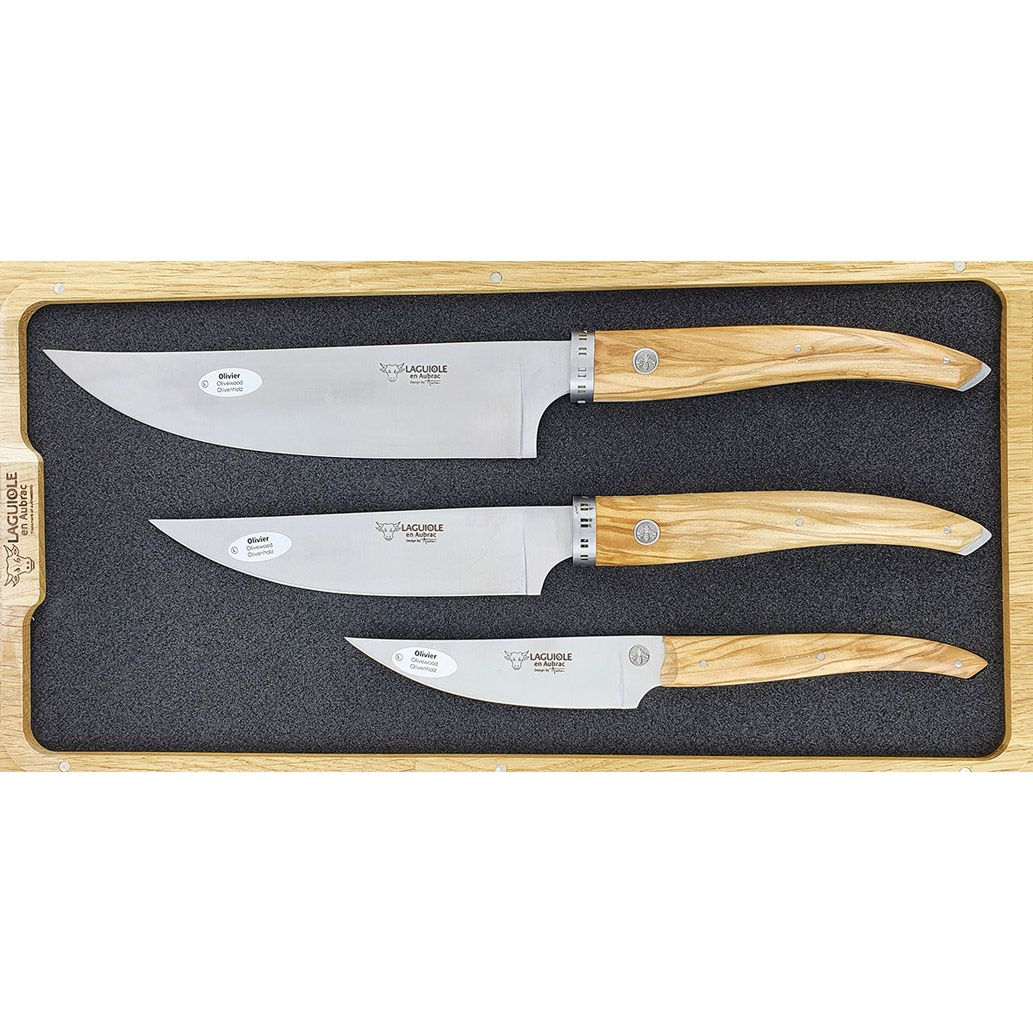 Set De 3 Couteaux De Cuisine Gourmet Laguiole En Aubrac Olivier 00