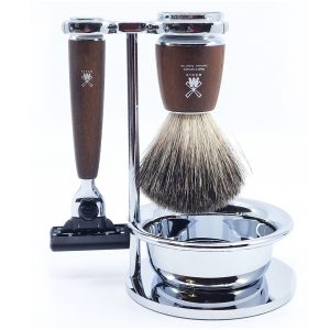Set De Rasage Muhle Rasoir De Securite Mach3 Et Blaireau Manches Frene Rytmo 4 Pieces 01