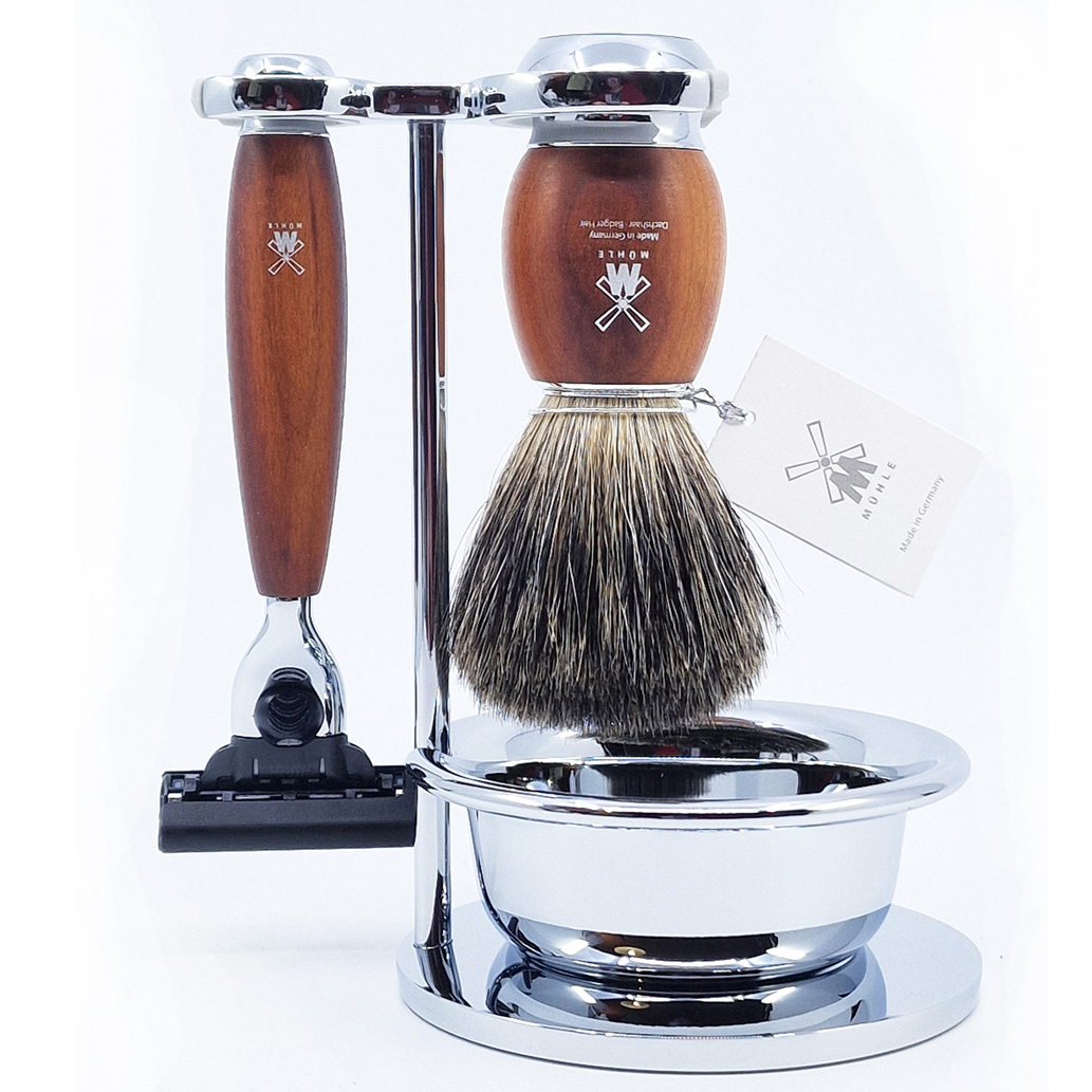 Set De Rasage Muhle Rasoir De Securite Mach3 Et Blaireau Manches Prunier Rytmo 4 Pieces 01