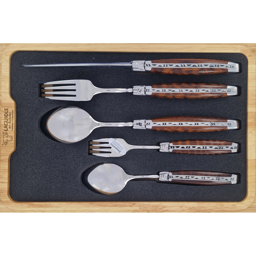 Set De Table Individuel Laguiole En Aubrac 5 Pieces Manches En Amourette Finition Brillante 00