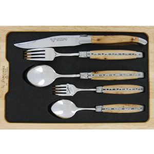 Set De Table Individuel Laguiole En Aubrac 5 Pieces Manches En Genevrier Finition Brossee 00