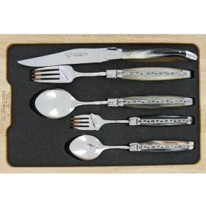 Set De Table Individuel Laguiole En Aubrac 5 Pieces Manches En Pointe De Corne Finition Brillante 00