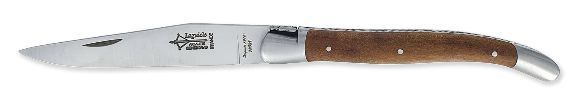 Couteau Laguiole Antan Manche Poirier 2 Mitres Inox Brosse 1 Piece 12cm 01