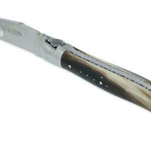 Couteau Laguiole En Aubrac 1 Piece 12 Cm Buffle 1 Mitre Inox Brosse Decoration Bourdon 01