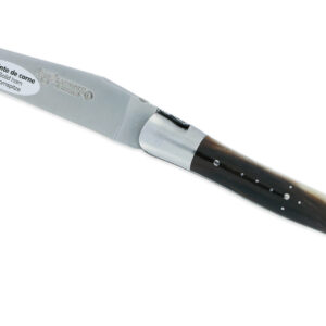 Couteau Laguiole En Aubrac 1 Piece 12 Cm Buffle 1 Mitre Inox Brosse Decoration Bourdon 02