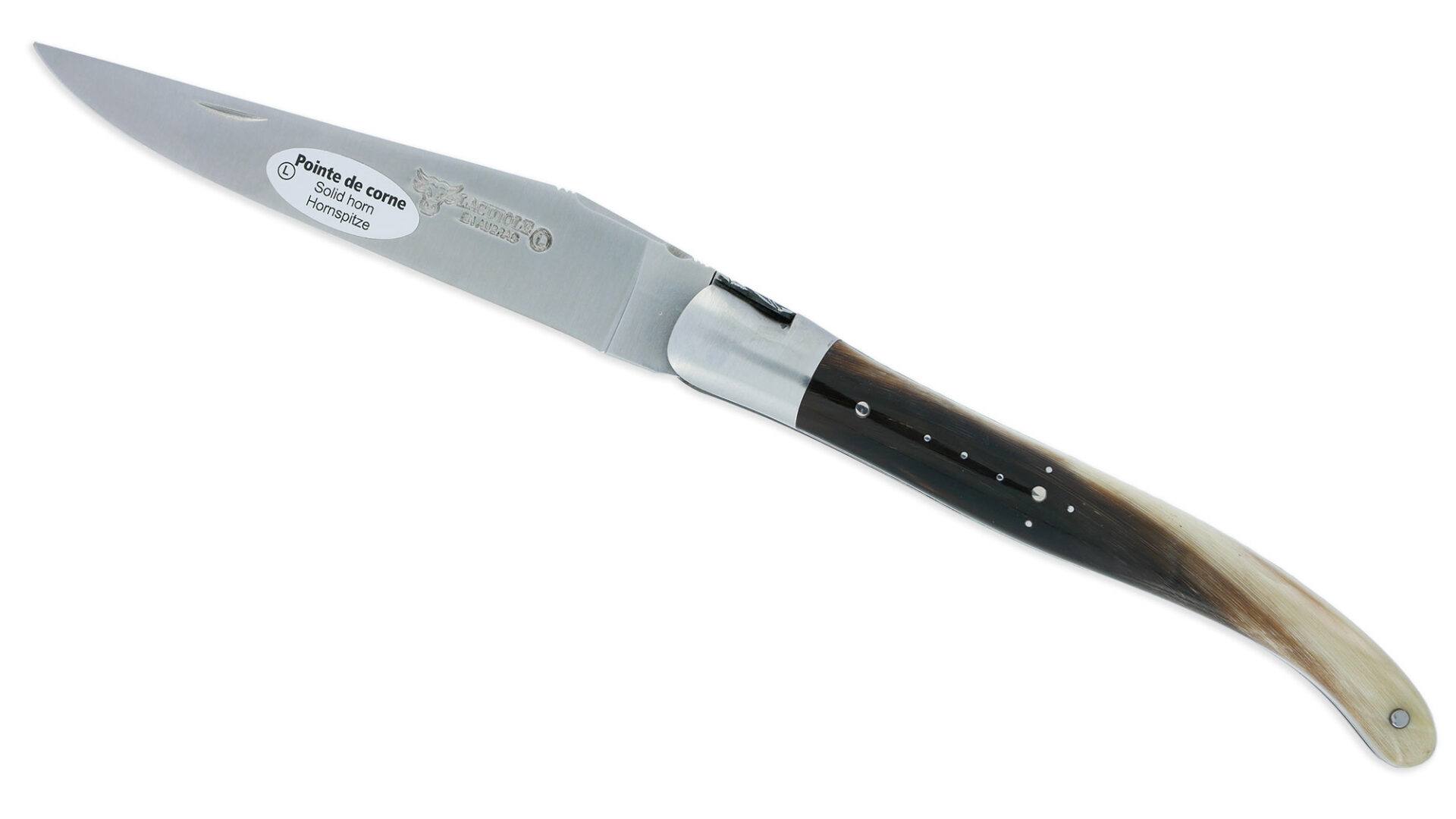 Couteau Laguiole En Aubrac 1 Piece 12 Cm Buffle 1 Mitre Inox Brosse Decoration Bourdon 02