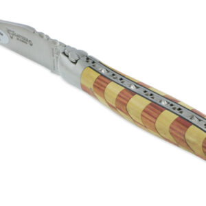 Couteau Laguiole En Aubrac 1 Piece 12 Cm Manche Damier Bois De Rose Et Buis 2 Mitres Inox Brosse 02