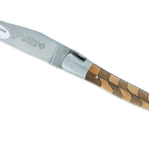 Couteau Laguiole En Aubrac 1 Piece 12 Cm Manche Damier Noyer Et Genevrier 2 Mitres Inox Brosse 01