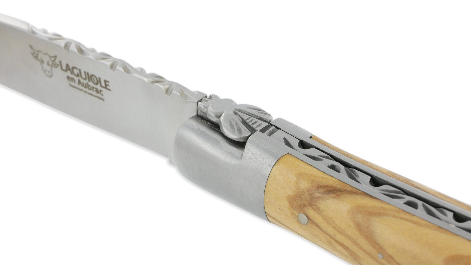 Couteau Laguiole En Aubrac Crocus 1 Piece 12 Cm Olivier 1 Mitre Inox Brillant 02