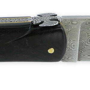 Couteau Laguiole Prestige Createur 1 Piece 15 Cm Incrustation Monnaie 20 Francs Napoleon Or Plein Manche Ebene Lame Damas Mouche Prestige Aigle Imperial Piece Unique 07