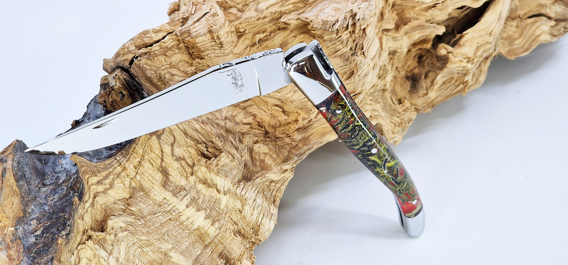 Couteau Prestige Laguiole David Dauvillaire Manche Lichen Stabilise Dans Resine 1 Piece 12 Cm 08