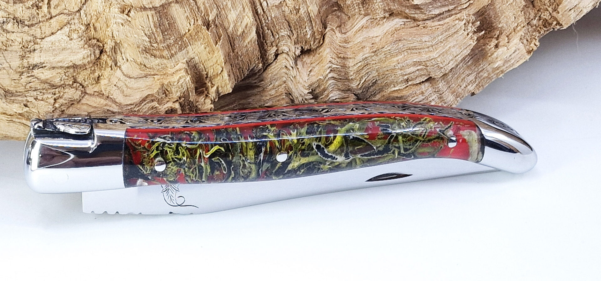 Couteau Prestige Laguiole David Dauvillaire Manche Lichen Stabilise Dans Resine 1 Piece 12 Cm 09