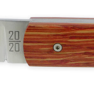 The 20 20 Folding Knife Full Red Stained Stabilized Oak Handle 11cm Customizable Smooth Spring