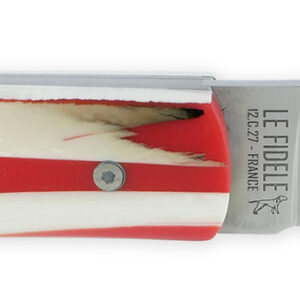 The 20 20 Full Handle Folding Knife In Mammoth Shards And Red Resin 11cm Customizable Smooth Spring Brushed Finish Unique Piece