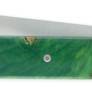 The 20 20 Folding Knife Full Handle Stabilized Poplar Burl Green Stained 11cm Customizable Smooth Spring Brushed Finish Unique Piece